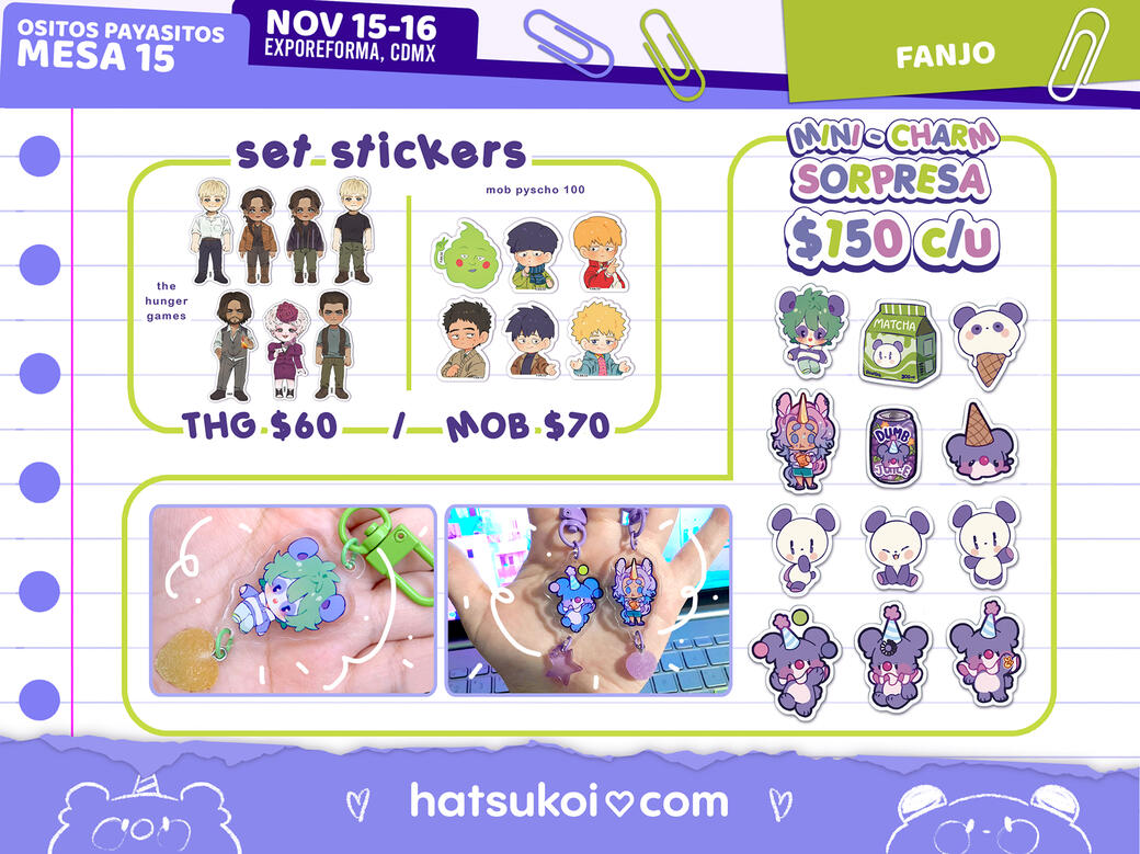 set sticker y mini charm