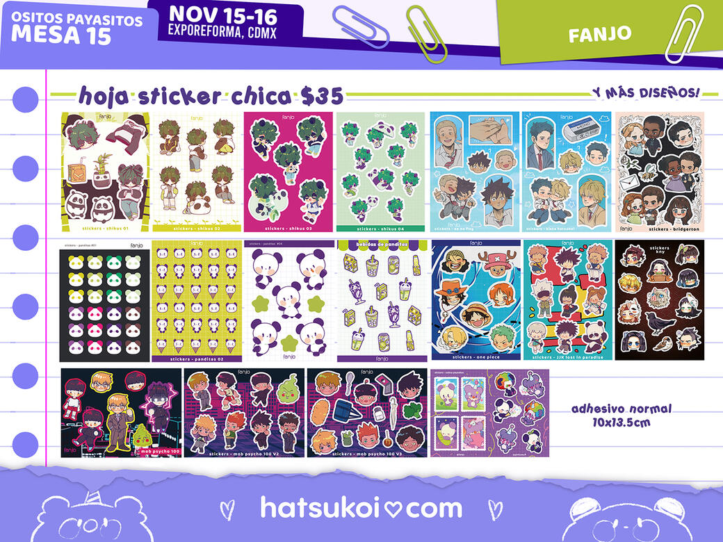 hoja sticker chica B hoja sticker chica B